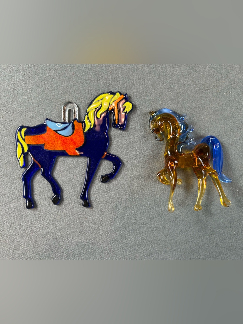 Contemporary Glass Horse Figures set of‎ 2 Suncatcher